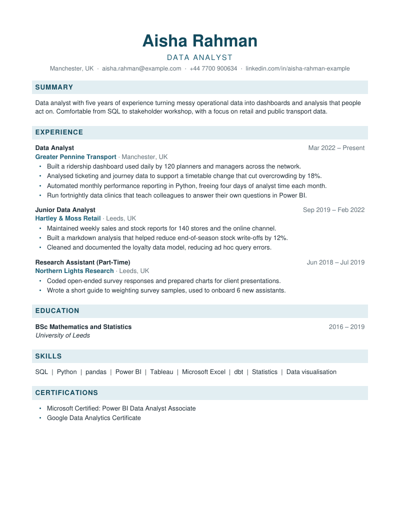 Preview of the Soft Band resume template
