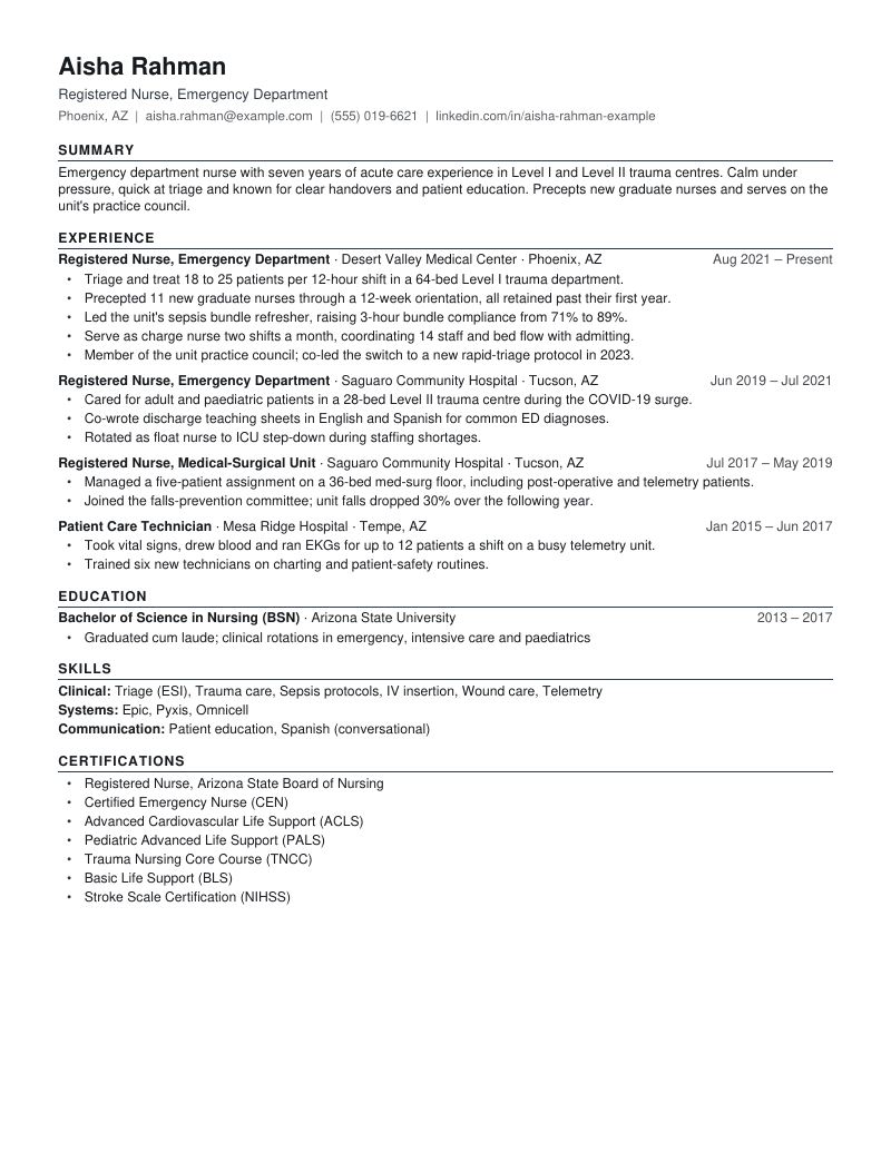 Preview of the Compact resume template