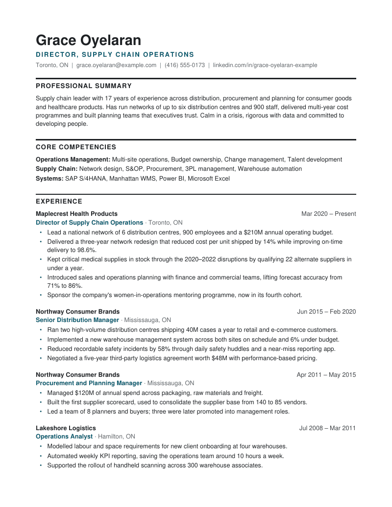 Preview of the Senior Detailed resume template