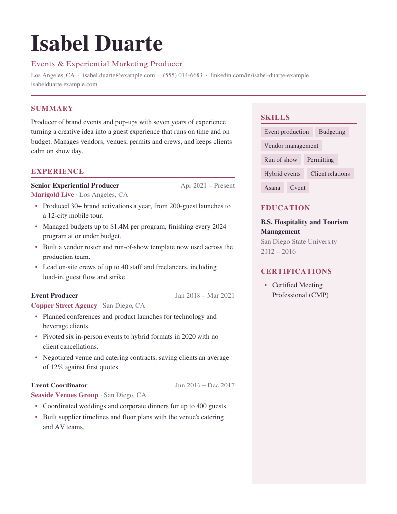 Preview of the Studio resume template